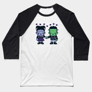 Kawaii Frankenstein's Monster and Bride of Frankenstein Baseball T-Shirt